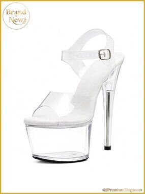 Clear Platform Heels 7 Inch Ankle Strap Pole Dance Exotic Dancer